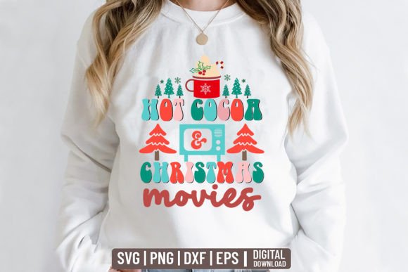 Hot Cocoa Christmas Movies Retro SVG for T-Shirt Designs
